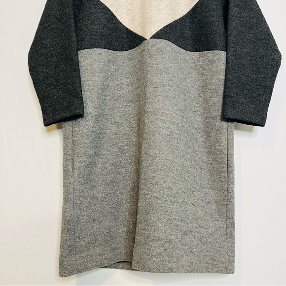 Madewell Geo Tilt Color Block Wool-Blend Long-Sleeve Dress. Size Medium. - Picture 6 of 13